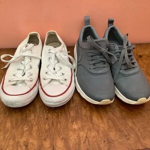 Lot Of 2 Pairs Of Women Tennis Shoes Size 6 One Pair  Nike The Other Converse
